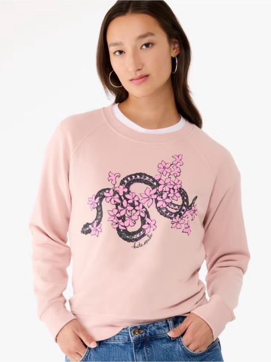 kate spade Tops - 0007. kate spade Pink Floral Snake Graphic Sweatshirt